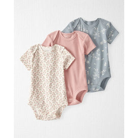 Lot de 3 bodys en coton bio bébé fille