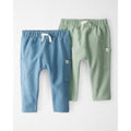 Lote de 2 pantalones de jogging de algodón orgánico para bebé Little Planet - Azul y verde