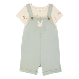 Ensemble t-shirt et salopette courte lapin bébé