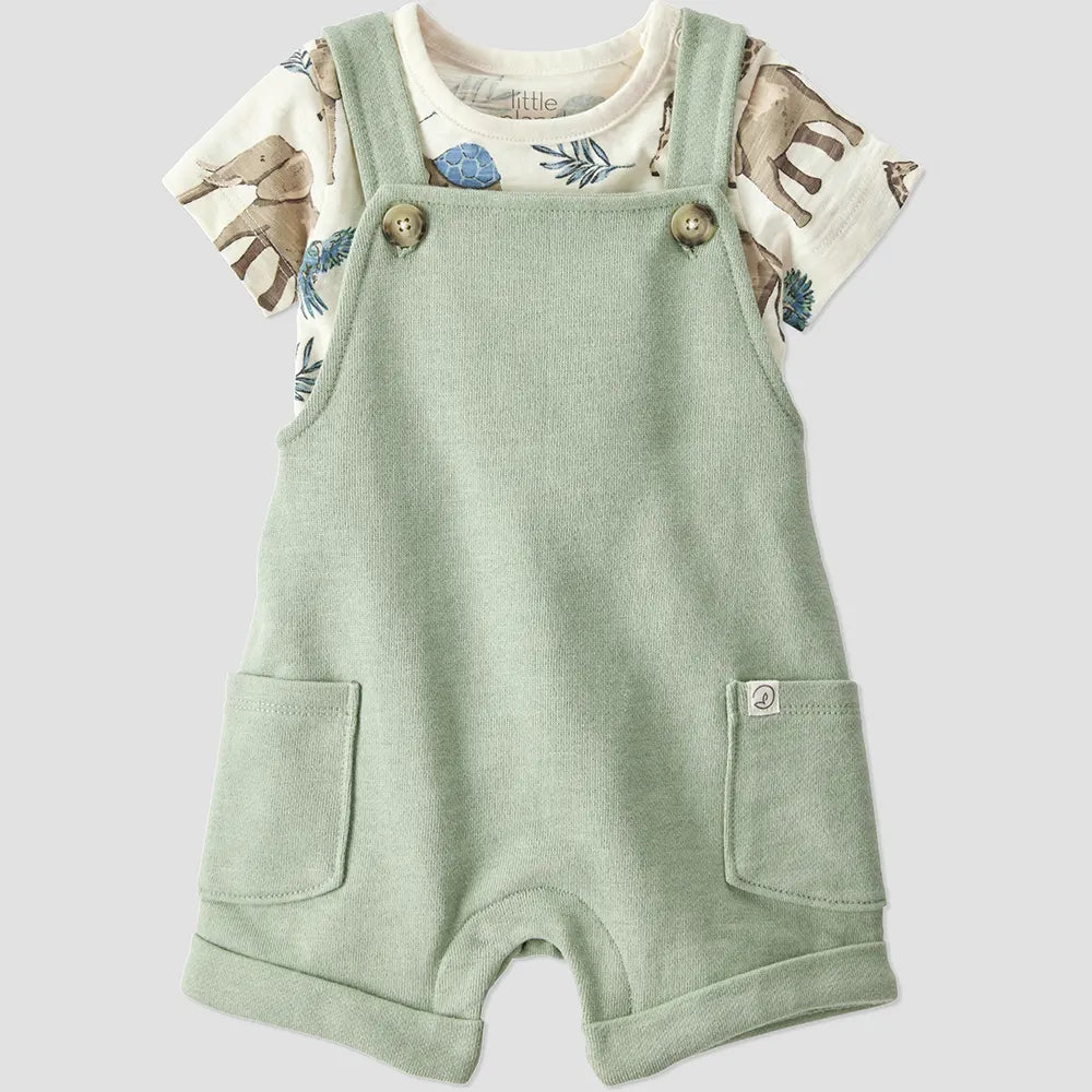 Ensemble salopette courte en coton bio bébé