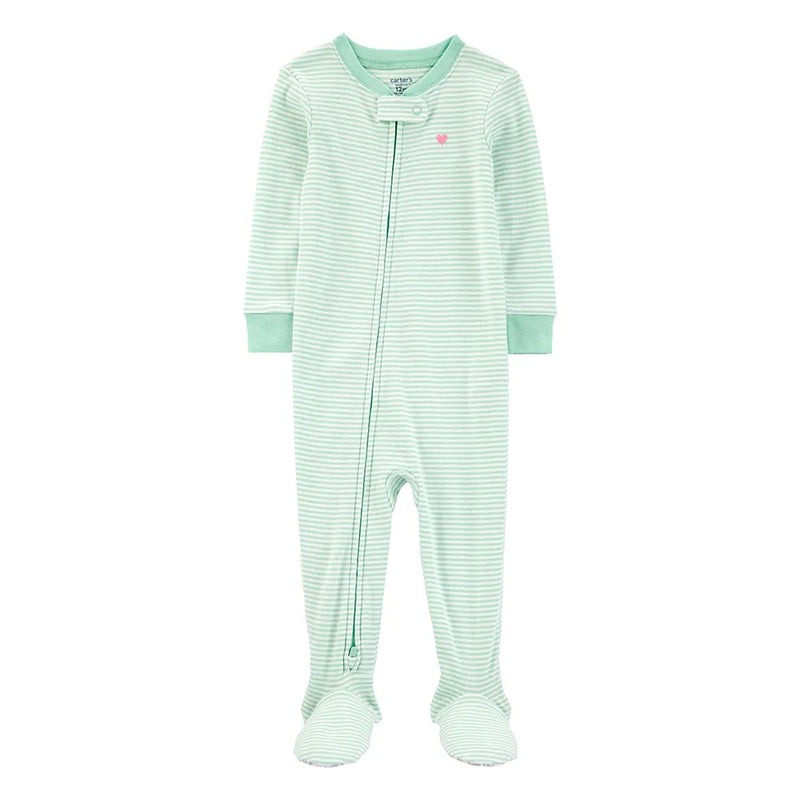 Carter's Baby Girl Striped Cotton Sleep & Play - Green