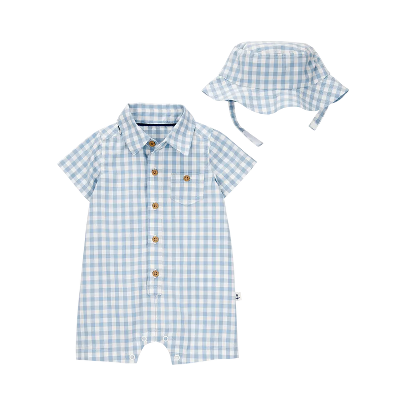 Mameluco y gorro para bebé niño Carter's - Cuadros vichy