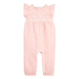 Combinaison en gaze de coton bébé fille - Rose