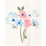 Barboteuse à bulles florale imitation lin bébé fille