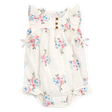 Barboteuse à bulles florale imitation lin bébé fille