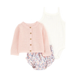 Ensemble 3 pièces cardigan fleuri bébé fille