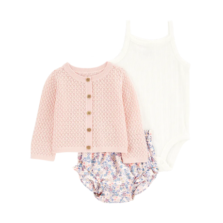 كارترز طقم كارديغان من 3 قطع لرضيعة بنت - بنقشة الزهور