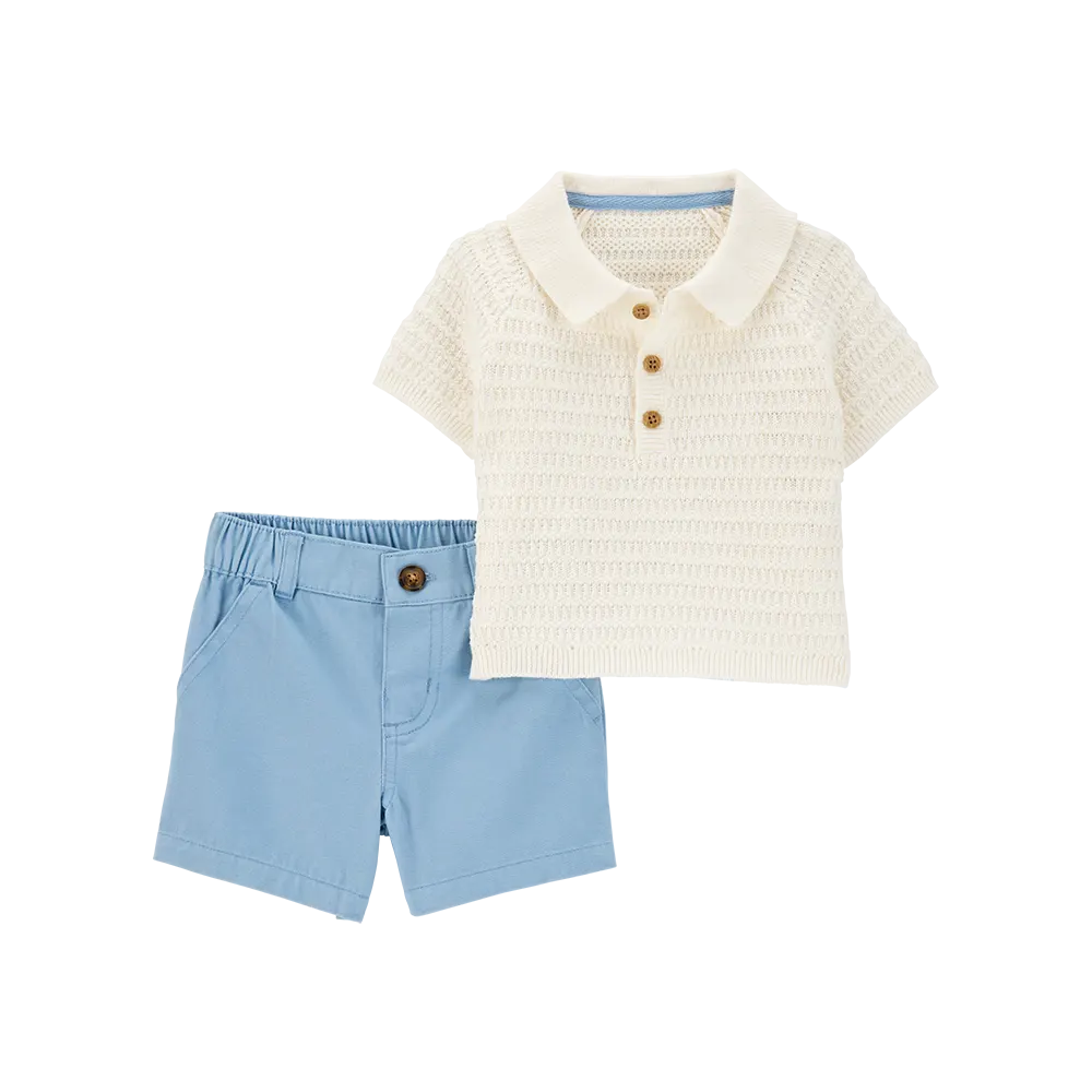 Ensemble polo et short bébé garçon - 100% Coton