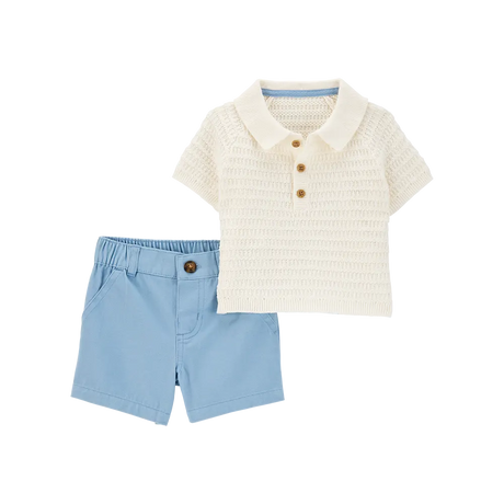 كارترز بولو وشورت لرضيع ولد - أزرق وعاجي