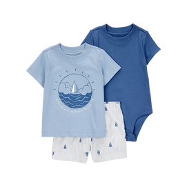 Ensemble 3 pièces voilier pour bébé garçon - Coton