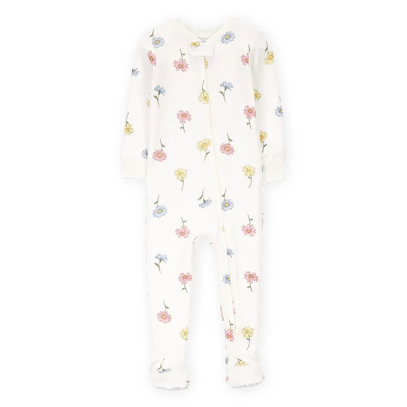 بيجامة نوم كاملة فائقة النعومة بنقشة الزهور للرضع البنات