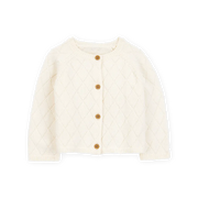Cardigan boutonné en coton bébé fille - Ivoire