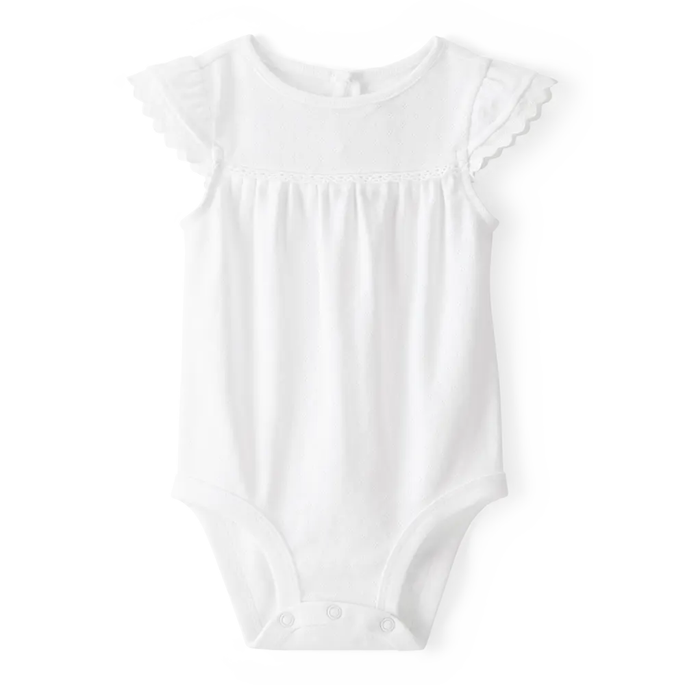 Body pointelle à manches papillon bébé fille - Blanc