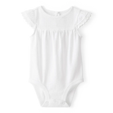 Body pointelle à manches papillon bébé fille - Blanc