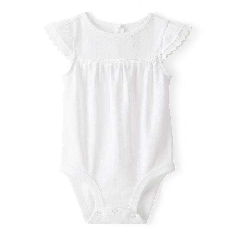 OshKosh Baby Girl Pointelle Flutter-Sleeve Bodysuit - White