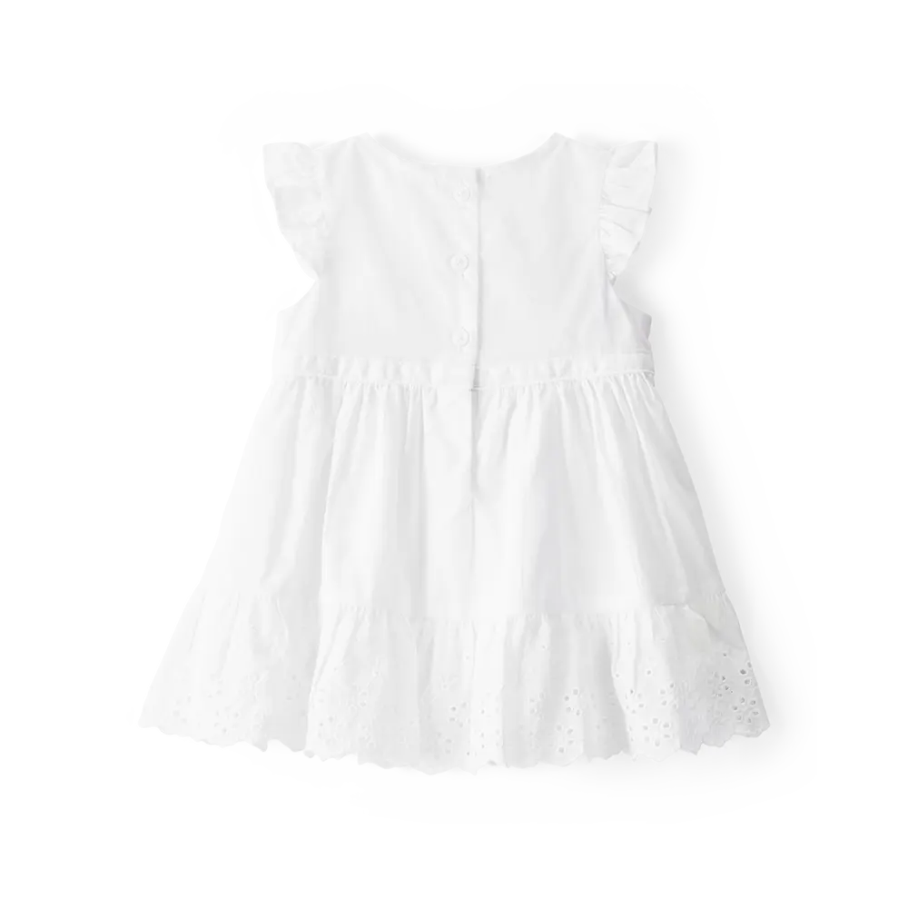Robe texturée en broderie anglaise bébé fille - Blanc