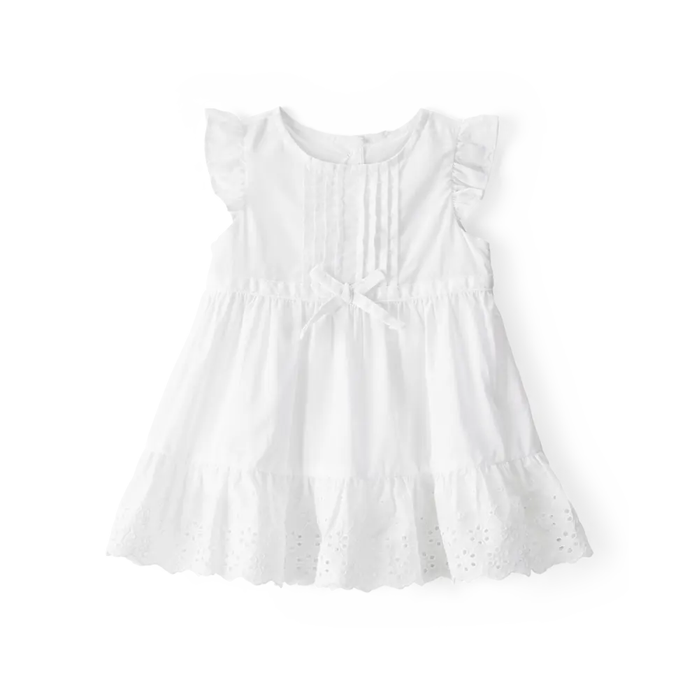 Robe texturée en broderie anglaise bébé fille - Blanc