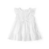 Robe texturée en broderie anglaise bébé fille - Blanc