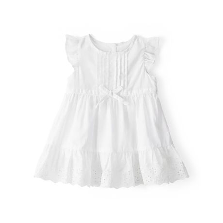 Robe texturée en broderie anglaise bébé fille - Blanc