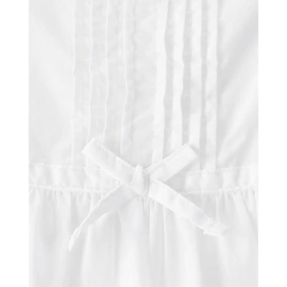 Robe texturée en broderie anglaise bébé fille - Blanc