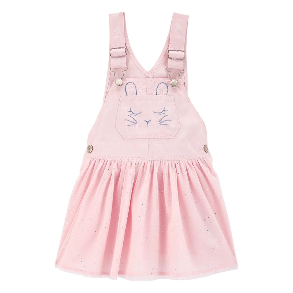 Robe-salopette à paillettes lapin bébé fille