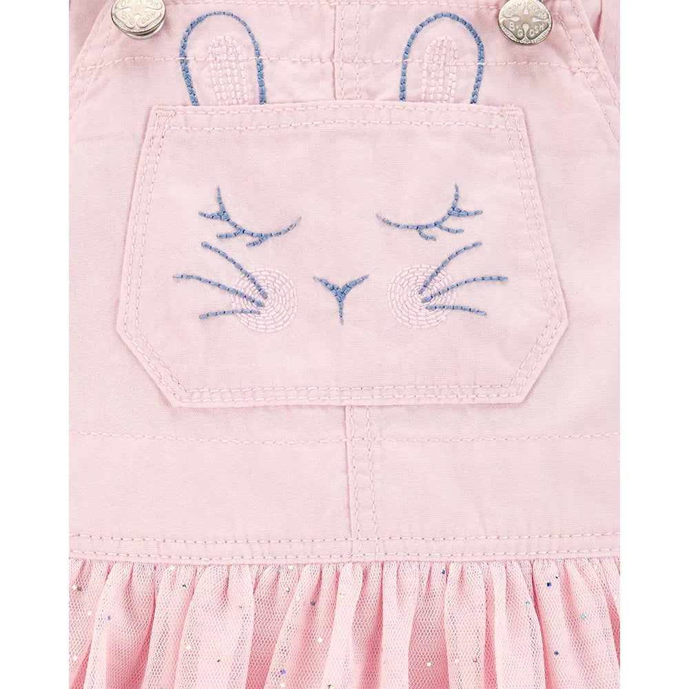 Robe-salopette à paillettes lapin bébé fille