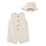 Ensemble barboteuse et chapeau en coton bébé garçon