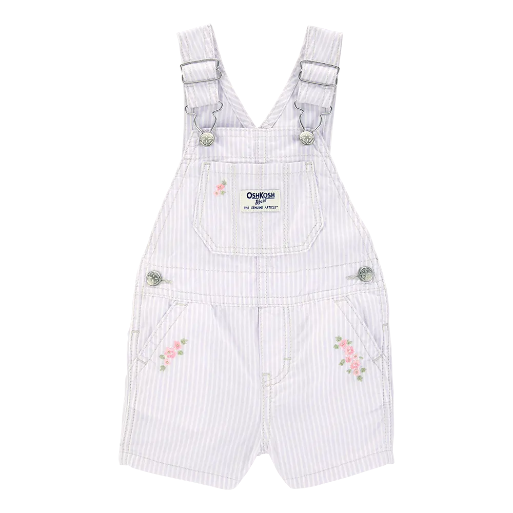 Salopette courte à rayures florales bébé fille
