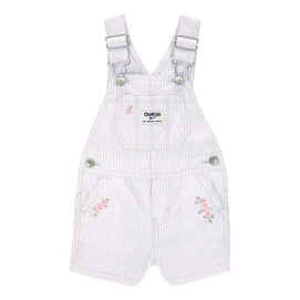 Salopette courte à rayures florales bébé fille