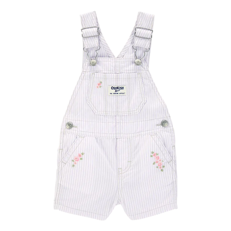 Salopette courte à rayures florales bébé fille