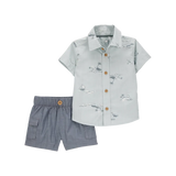 Ensemble chemise et short bébé garçon - Bleu