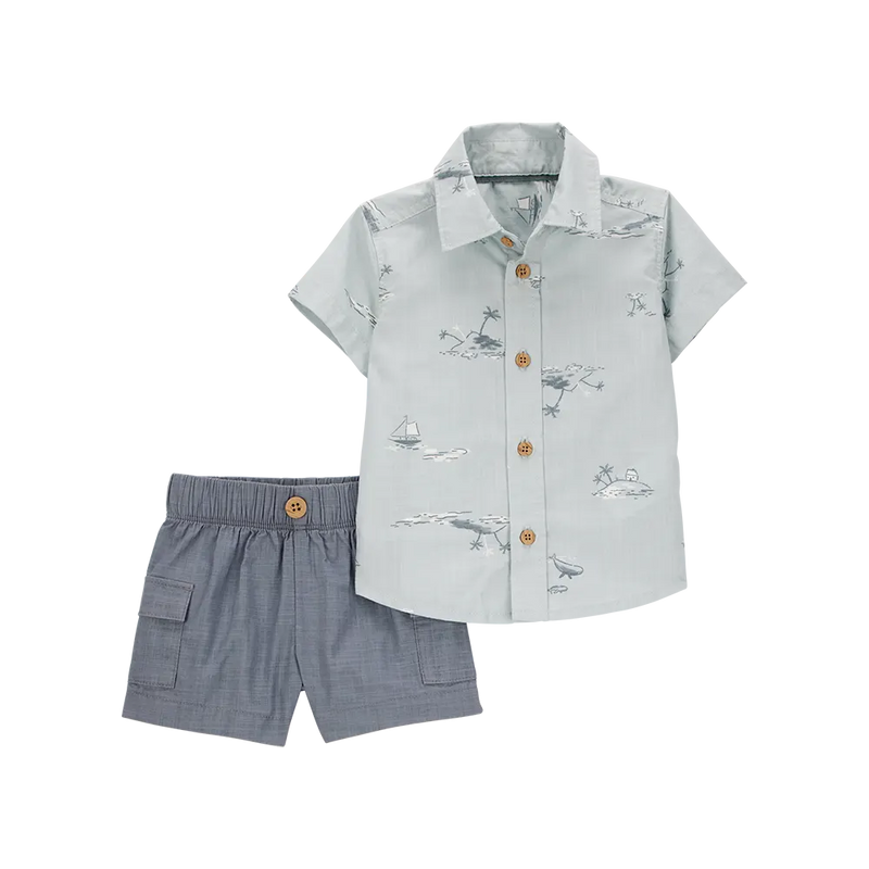 Ensemble Chemise & Short Bébé Garçon Carter's - Bleu