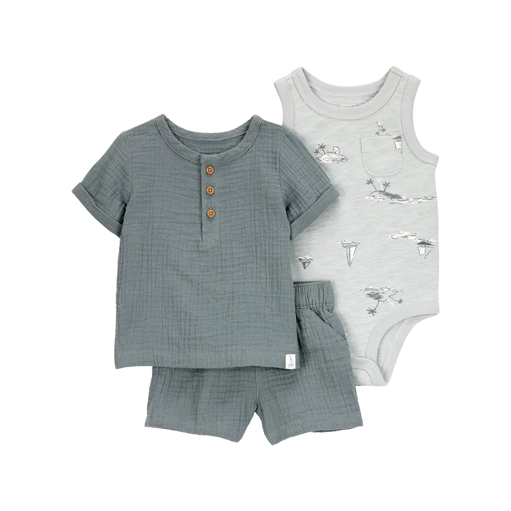 Ensemble 3 pièces pour bébé garçon - 100% Coton