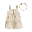 Robe rayée en coton avec bandeau bébé fille