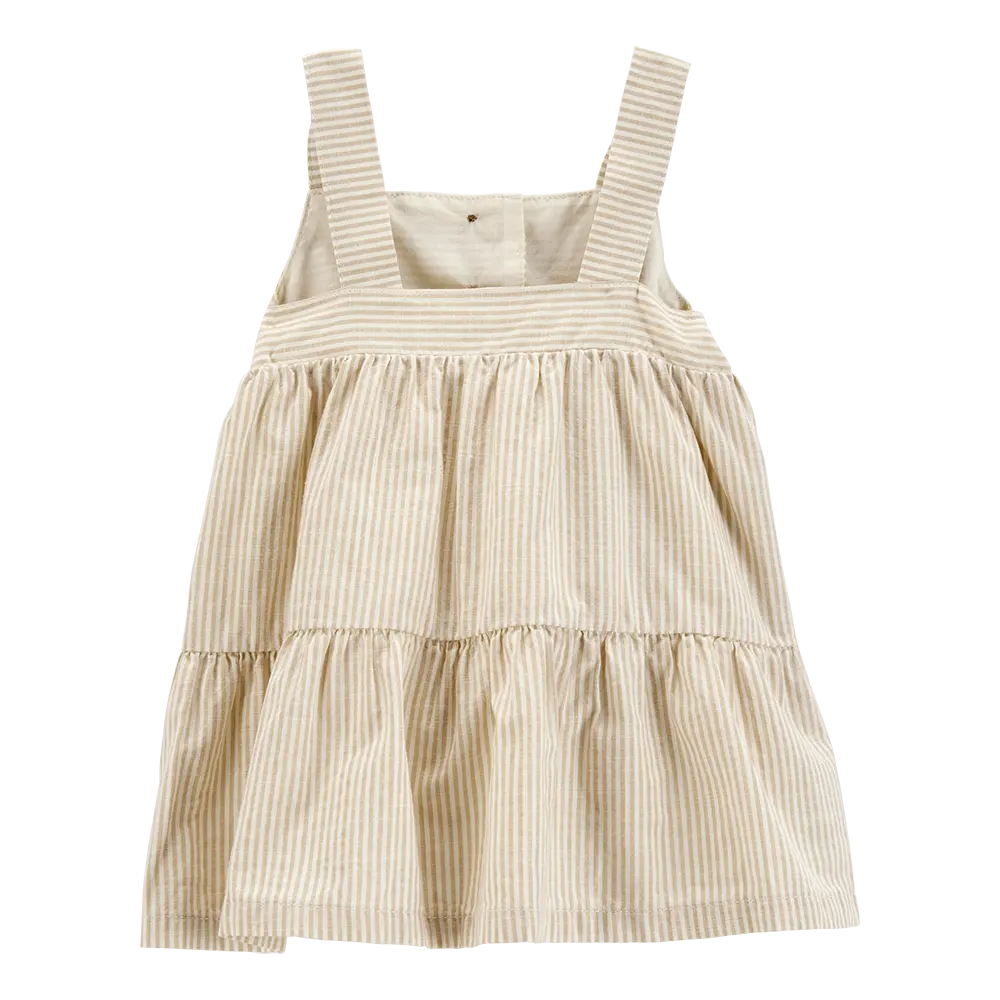 Robe rayée en coton avec bandeau bébé fille
