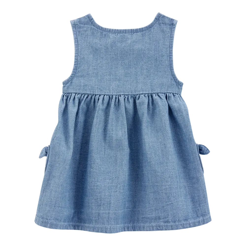 Robe en coton uni pour bébé fille - Bleu