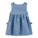 Robe en coton uni pour bébé fille - Bleu