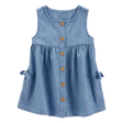 Robe en coton uni pour bébé fille - Bleu