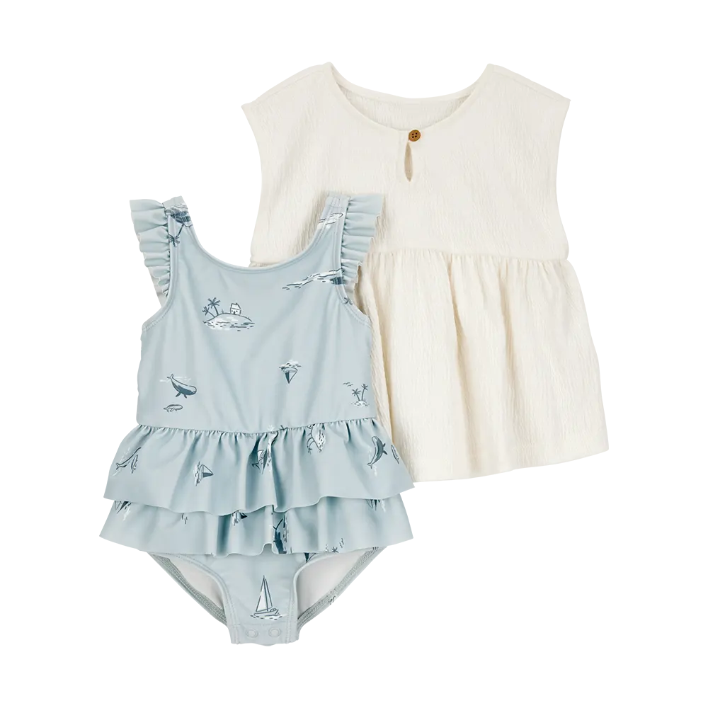 Ensemble maillot de bain et sortie de bain bébé fille