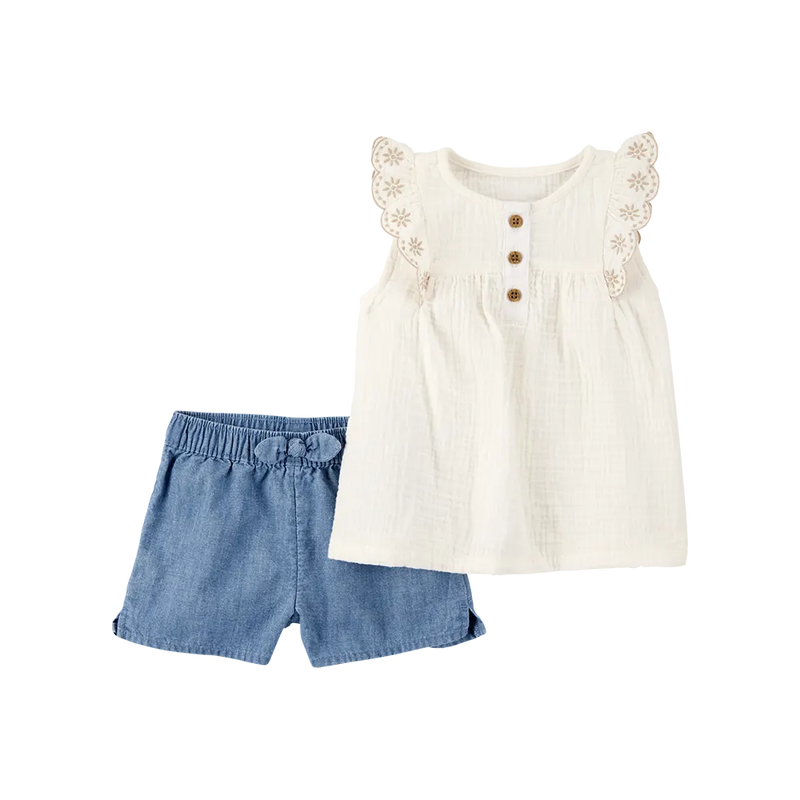 Ensemble Débardeur & Short en Chambray Bébé Fille Carter's