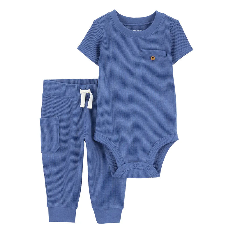 Carter's Baby Boy Waffle-Knit Bodysuit & Pants - Blue