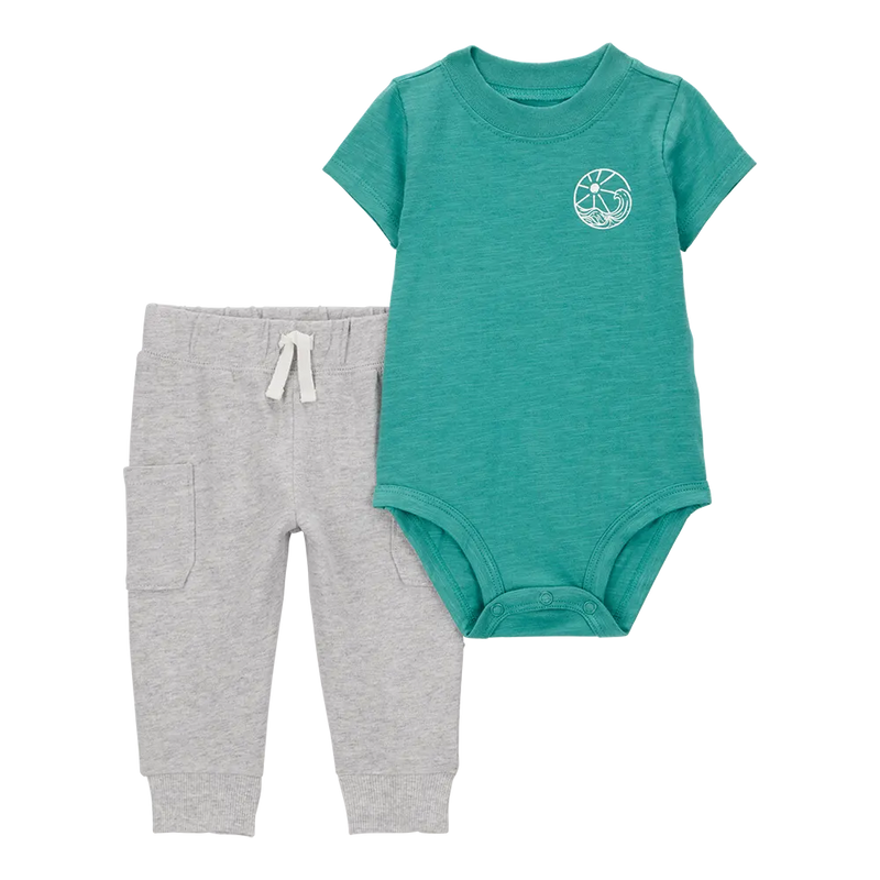 Carter's Baby Boy Bodysuit & Pants Set - Gray & Green