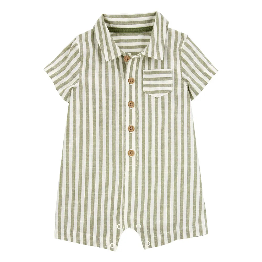 Barboteuse rayée à manches courtes bébé garçon