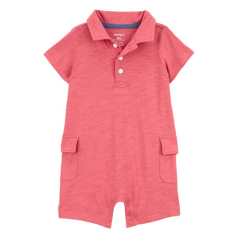 Mameluco tipo polo de algodón para bebé niño Carter's - Rojo
