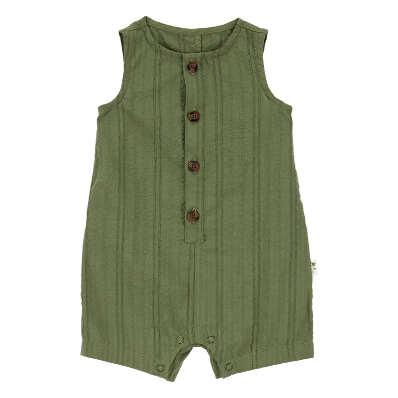 Carter's Baby Boy Cotton Button-Front Romper - Green