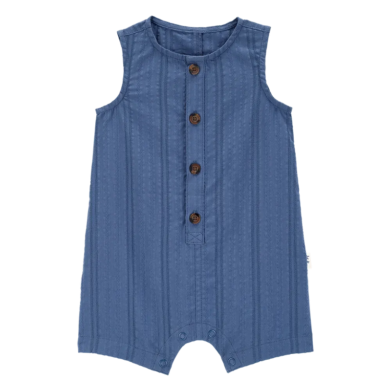 Carter's Baby Boy Cotton Button-Front Romper - Blue