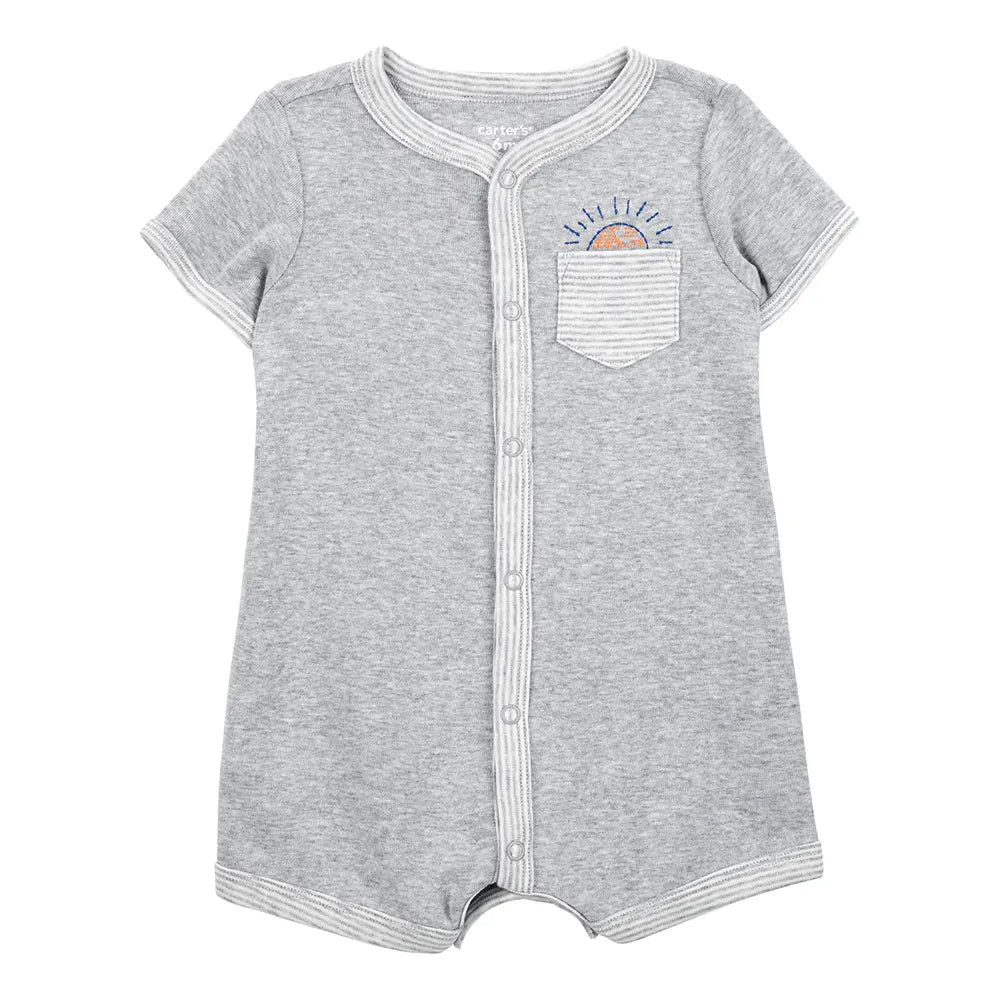 Barboteuse à manches courtes bébé garçon - Gris