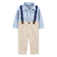 Ensemble 3 pièces à bretelles vichy bébé garçon
