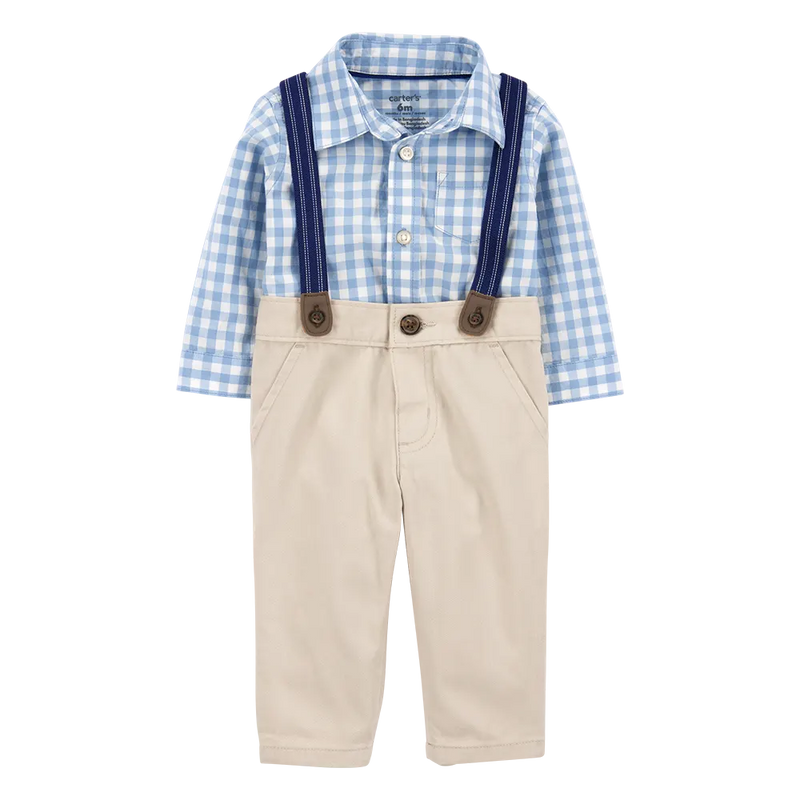 Ensemble 3 Pièces à Bretelles Bébé Garçon Carter's - Vichy