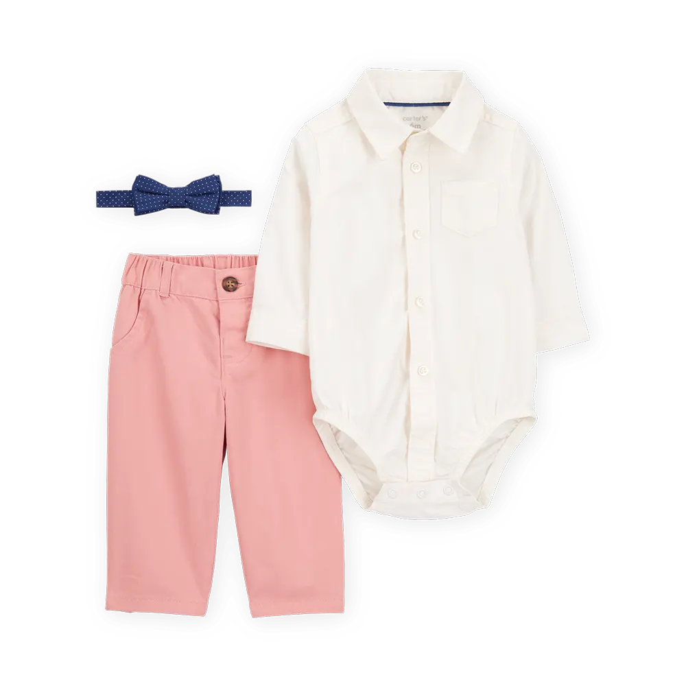 Ensemble 3 pièces avec nœud papillon bébé garçon